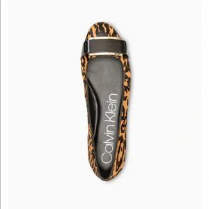 Calvin Klein Oneta Calf Hair Leopard Print Ballet Flat